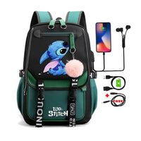 Lilo & Stitch Canvas Backpack for Girls - Anime School Bag with Laptop Compartment - Lusy Store LLC