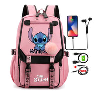 Lilo & Stitch Canvas Backpack for Girls - Anime School Bag with Laptop Compartment - Lusy Store LLC