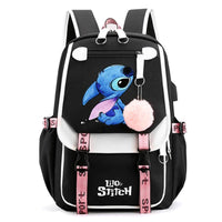 Lilo & Stitch Canvas Backpack for Girls - Anime School Bag with Laptop Compartment - Lusy Store LLC