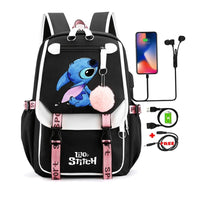 Lilo & Stitch Canvas Backpack for Girls - Anime School Bag with Laptop Compartment - Lusy Store LLC