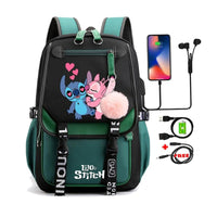 Lilo & Stitch Canvas Backpack for Girls - Anime School Bag with Laptop Compartment - Lusy Store LLC