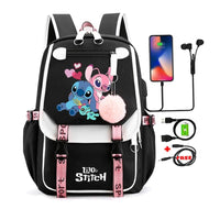 Lilo & Stitch Canvas Backpack for Girls - Anime School Bag with Laptop Compartment - Lusy Store LLC