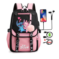 Lilo & Stitch Canvas Backpack for Girls - Anime School Bag with Laptop Compartment - Lusy Store LLC