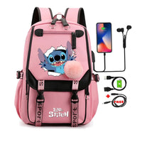 Lilo & Stitch Canvas Backpack for Girls - Anime School Bag with Laptop Compartment - Lusy Store LLC