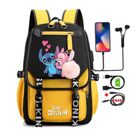 Lilo & Stitch Canvas Backpack for Girls - Anime School Bag with Laptop Compartment - Lusy Store LLC