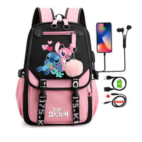 Lilo & Stitch Canvas Backpack for Girls - Anime School Bag with Laptop Compartment - Lusy Store LLC