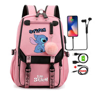 Lilo & Stitch Canvas Backpack for Girls - Anime School Bag with Laptop Compartment - Lusy Store LLC