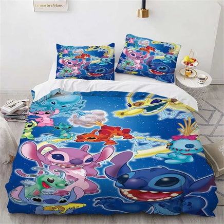 Lilo & Stitch Duvet Cover Cartoon Animation Style Single Double Bedding Set King Size Room Decoration - Lusy Store LLC