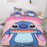 Lilo & Stitch Duvet Cover Cartoon Animation Style Single Double Bedding Set King Size Room Decoration - Lusy Store LLC