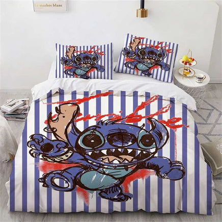 Lilo & Stitch Duvet Cover Cartoon Animation Style Single Double Bedding Set King Size Room Decoration - Lusy Store LLC