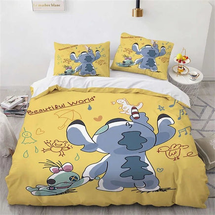 Lilo & Stitch Duvet Cover Cartoon Animation Style Single Double Bedding Set King Size Room Decoration - Lusy Store LLC