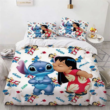 Lilo & Stitch Duvet Cover Cartoon Animation Style Single Double Bedding Set King Size Room Decoration - Lusy Store LLC