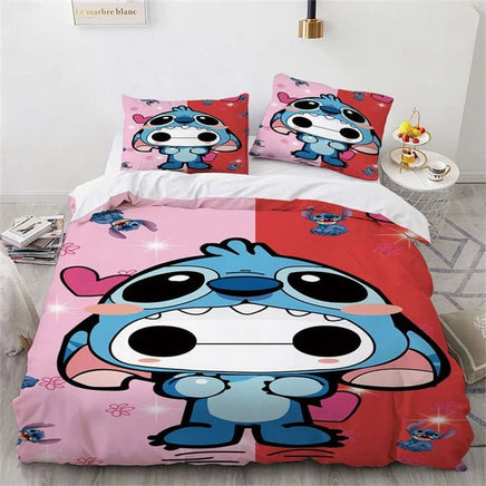 Lilo & Stitch Duvet Cover Cartoon Animation Style Single Double Bedding Set King Size Room Decoration - Lusy Store LLC