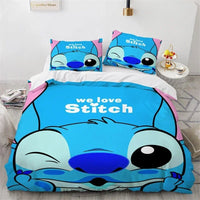 Lilo & Stitch Duvet Cover Gift Bedding Set Single Double Bedroom Decor - Lusy Store LLC