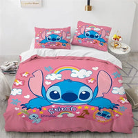 Lilo & Stitch Duvet Cover Gift Bedding Set Single Double Bedroom Decor - Lusy Store LLC