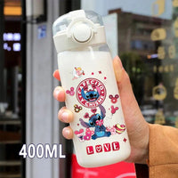 Lilo & Stitch Straw Bottles - 600/400ML Transparent Portable Anti - Drop Water Bottle for Kids - Lusy Store LLC