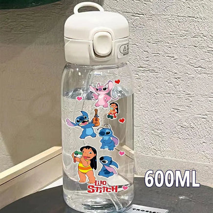 Lilo & Stitch Straw Bottles - 600/400ML Transparent Portable Anti - Drop Water Bottle for Kids - Lusy Store LLC