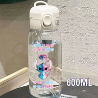 Lilo & Stitch Straw Bottles - 600/400ML Transparent Portable Anti - Drop Water Bottle for Kids - Lusy Store LLC