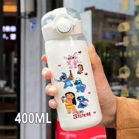 Lilo & Stitch Straw Bottles - 600/400ML Transparent Portable Anti - Drop Water Bottle for Kids - Lusy Store LLC