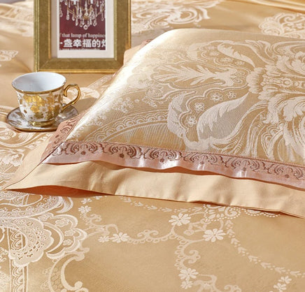 Luxury Bedding Sets Beige Embroidered Cotton Bedspread King Queen Size Luxury Bed Room - Lusy Store LLC