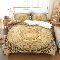 Luxury Brushed Chemical Fiber Digital Golden Pattern Bedding Set - Lusy Store LLC