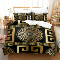 Luxury Brushed Chemical Fiber Digital Golden Pattern Bedding Set - Lusy Store LLC