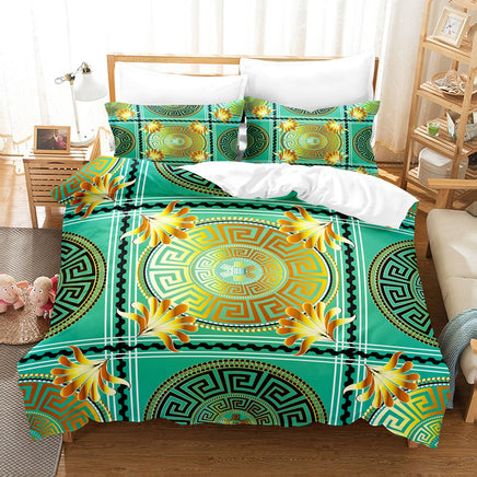 Luxury Brushed Chemical Fiber Digital Golden Pattern Bedding Set - Lusy Store LLC