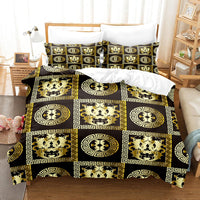 Luxury Brushed Chemical Fiber Digital Golden Pattern Bedding Set - Lusy Store LLC