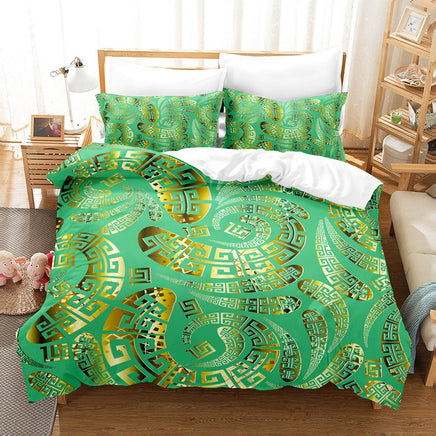 Luxury Brushed Chemical Fiber Digital Golden Pattern Bedding Set - Lusy Store LLC