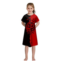 Maximize your child's Halloween fun with this Girls' Short - sleeved Funny Digital Printed Dress - Lusy Store LLC