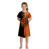 Maximize your child's Halloween fun with this Girls' Short - sleeved Funny Digital Printed Dress - Lusy Store LLC