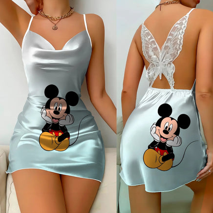 Mickey Elegant Dresses for Women Lace Dress Pajama Skirt Minnie Mouse Bow Knot Womens Fashion - Lusy Store LLC