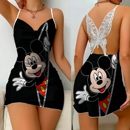 Mickey Elegant Dresses for Women Lace Dress Pajama Skirt Minnie Mouse Bow Knot Womens Fashion - Lusy Store LLC