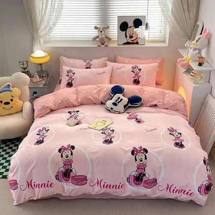 Mickey Minnie Bedding Set Kids Duvet Cover Kawaii Cute Double Single Size for Children Gifts Queen King Size - Lusy Store LLC