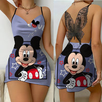 Mini Dress Womens Dresses Mickey Satin Surface Bowknot Minnie Mouse Fashion - Lusy Store LLC