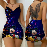 Mini Dress Womens Dresses Mickey Satin Surface Bowknot Minnie Mouse Fashion - Lusy Store LLC