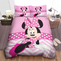 Minnie Duvet Cover Pink Princess Style Cartoon Bedroom Decoration Bedding Set Single Double - Lusy Store LLC