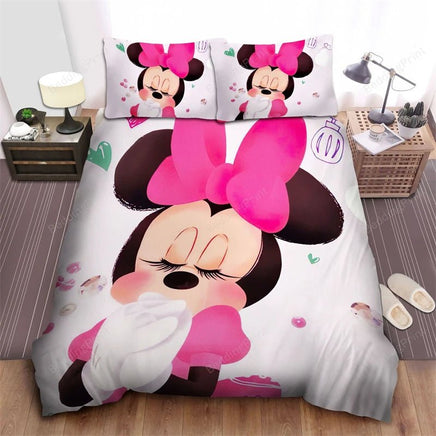 Minnie Duvet Cover Pink Princess Style Cartoon Bedroom Decoration Bedding Set Single Double - Lusy Store LLC