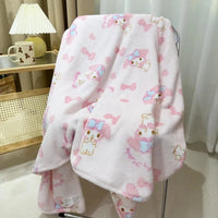 My Melody Cinnamoroll Plush Blanket Travel Camp Y2k Cute Air Conditioning Sofa Nap Blanket - Lusy Store LLC