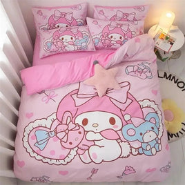 My Melody Duvet Cover Cartoon Sweet and Cute Princess Style Full Size for Bedroom Decor - Lusy Store LLC