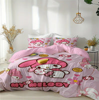 My Melody Duvet Cover Pink Cute Anime Cartoon Machine Washable Duvet Cover and Pillowcases - Lusy Store LLC