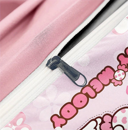 My Melody Duvet Cover Pink Cute Anime Cartoon Machine Washable Duvet Cover and Pillowcases - Lusy Store LLC