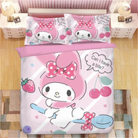 My Melody Kuromi Cinnamoroll Pochacco Quilt Cover Pillowcase Girls Bedroom Twin Single Double - Lusy Store LLC