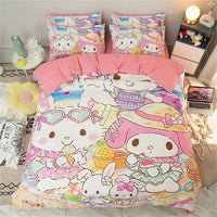 My Melody Kuromi Cinnamoroll Pochacco Quilt Cover Pillowcase Girls Bedroom Twin Single Double - Lusy Store LLC