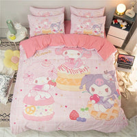 My Melody Kuromi Cinnamoroll Pochacco Quilt Cover Pillowcase Girls Bedroom Twin Single Double - Lusy Store LLC