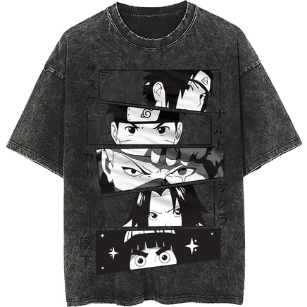 Naruto tee shirt - Hip hop loose tops dark gray tee - Unisex vintage short sleeve - Lusy Store LLC