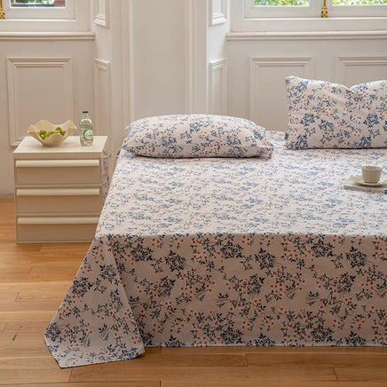 Pastoral Style Flower Printed Single Piece Cotton Bed Sheet - Lusy Store LLC