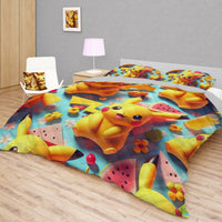 Pokemon Bedding 3D Cute Pikachu Cool Bed Linen For Bedroom - Bedding Set & Quilt Set - Lusy Store LLC