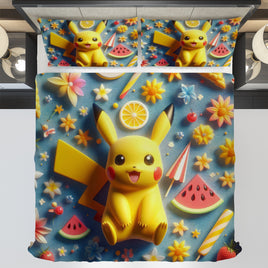 Pokemon Bedding 3D Cute Pikachu Cool Summer Bed Linen For Bedroom - Bedding Set & Quilt Set - Lusy Store LLC