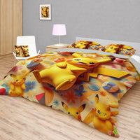 Pokemon Bedding 3D Cute Pikachu Summer Bed Linen For Bedroom - Bedding Set & Quilt Set - Lusy Store LLC